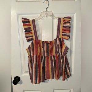 Multicolored Striped SHEIN Ruffled Top